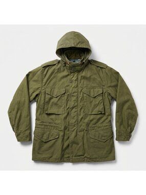Military Mens Large Field Jacket Green 1970 Vintage Zipper